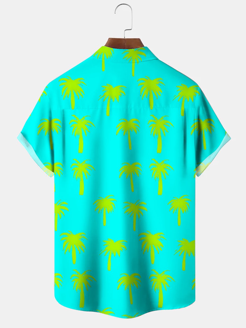 Alohadaddy Coconut Tree Fluorescent Button Pocket Casual Short Sleeve Shirt