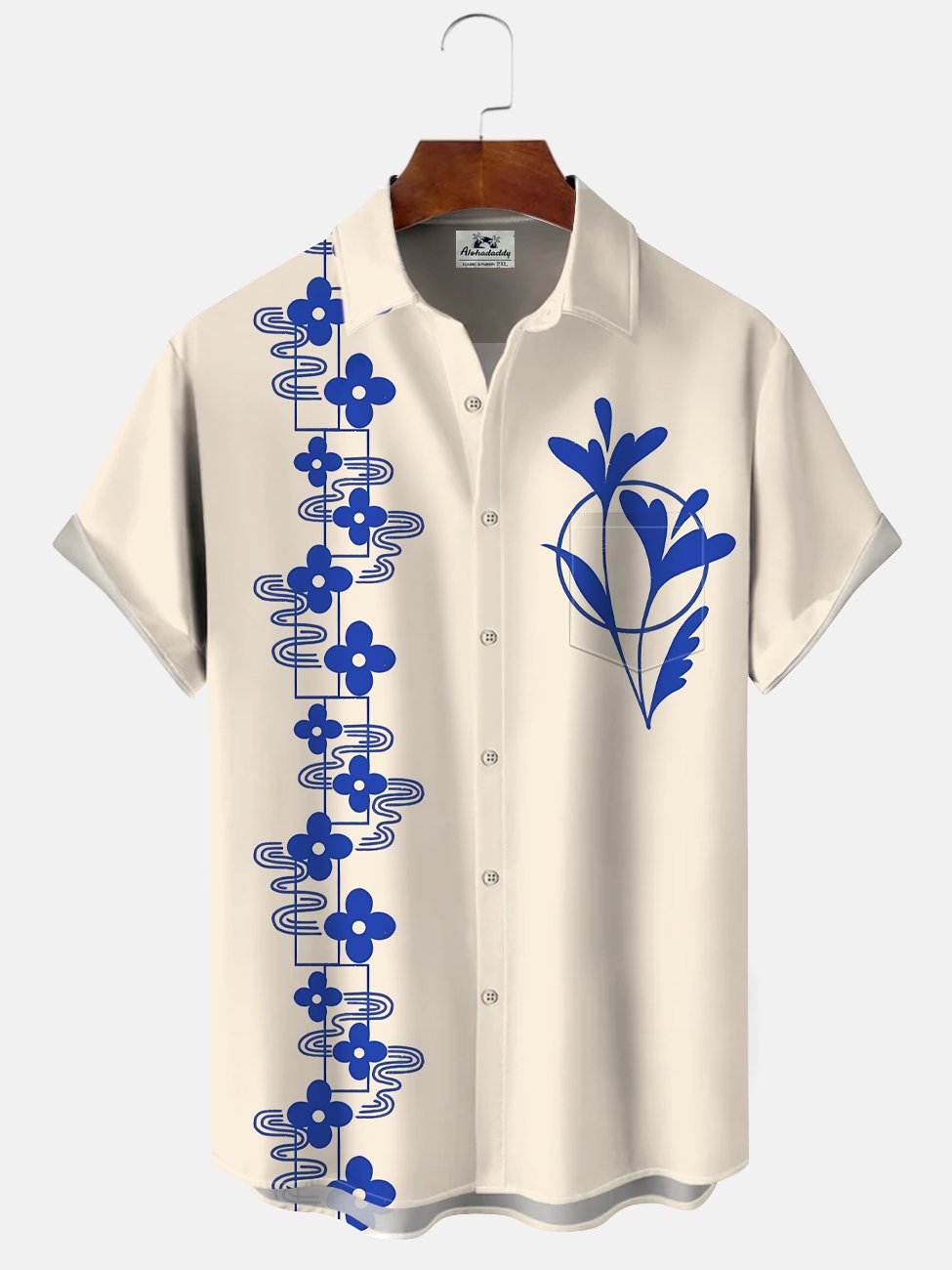 Alohadaddy Plant Flower Button Pocket Casual Short Sleeve Shirt