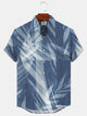 Alohadaddy Plant Leaves Button Pocket Casual Short Sleeve Stand Collar Shirt