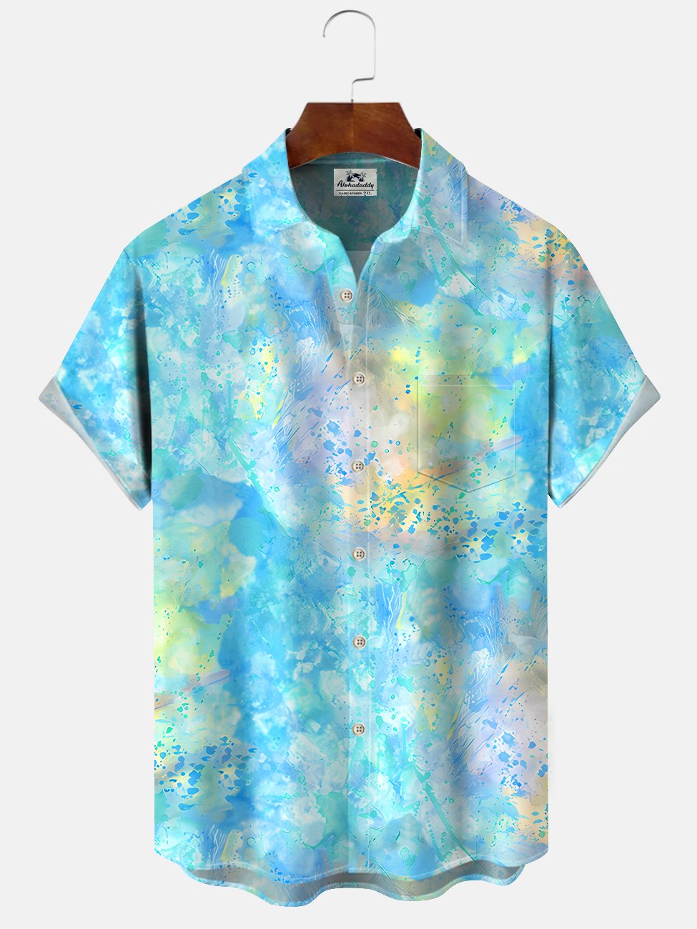 Alohadaddy Artistic Gradient Button Pocket Casual Short Sleeve Shirt