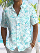 Alohadaddy Plant Leaves Button Pocket Casual Short Sleeve Shirt