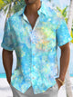Alohadaddy Artistic Gradient Button Pocket Casual Short Sleeve Shirt