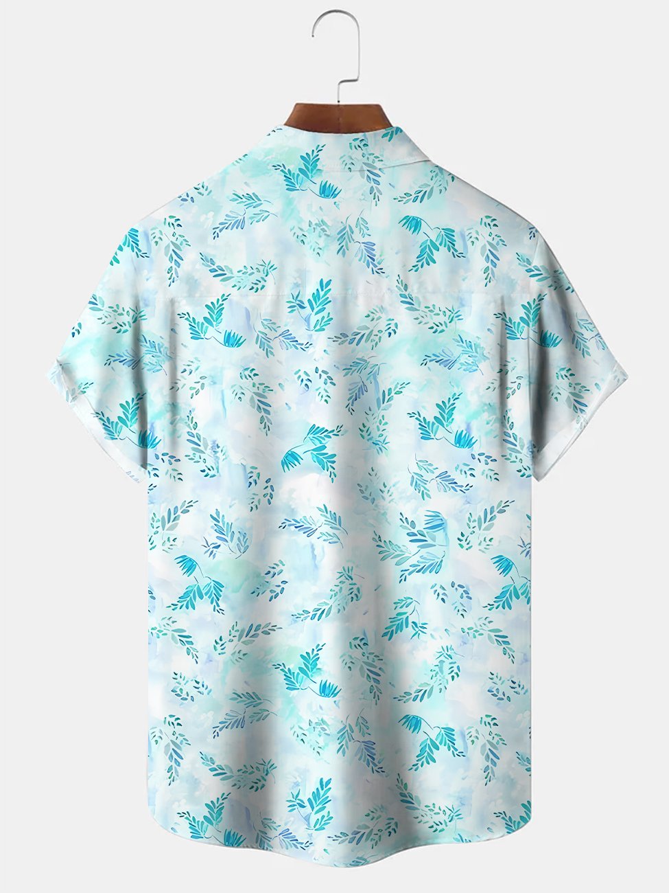 Alohadaddy Plant Leaves Button Pocket Casual Short Sleeve Shirt