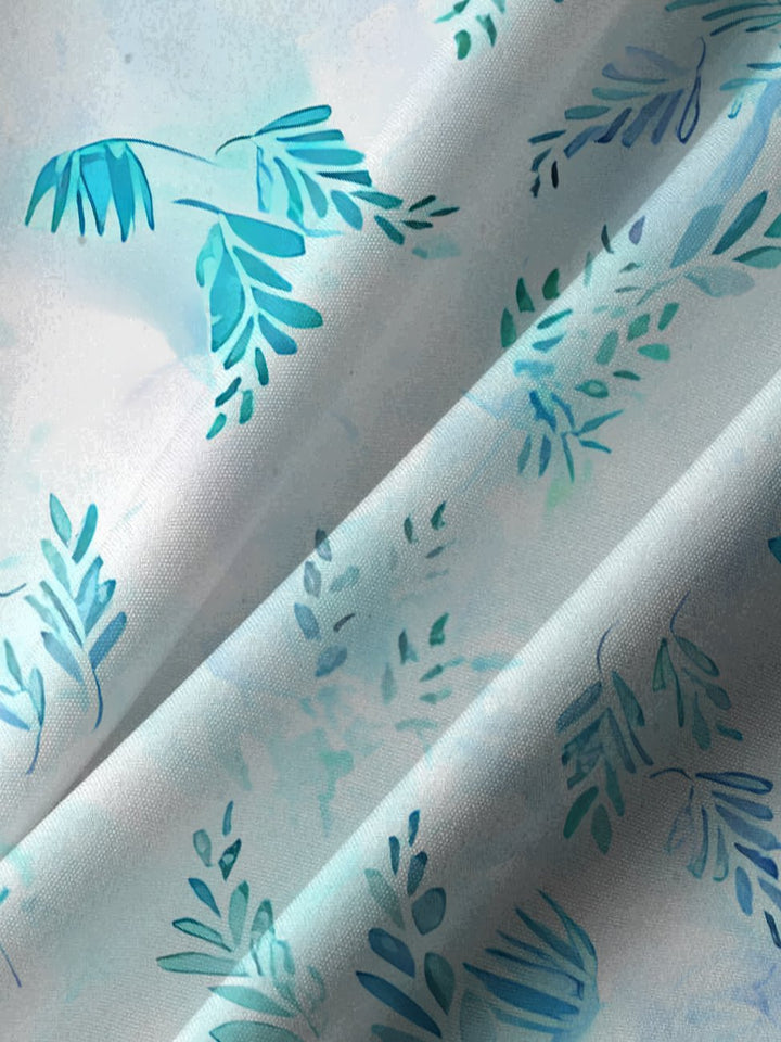 Alohadaddy Plant Leaves Button Pocket Casual Short Sleeve Shirt