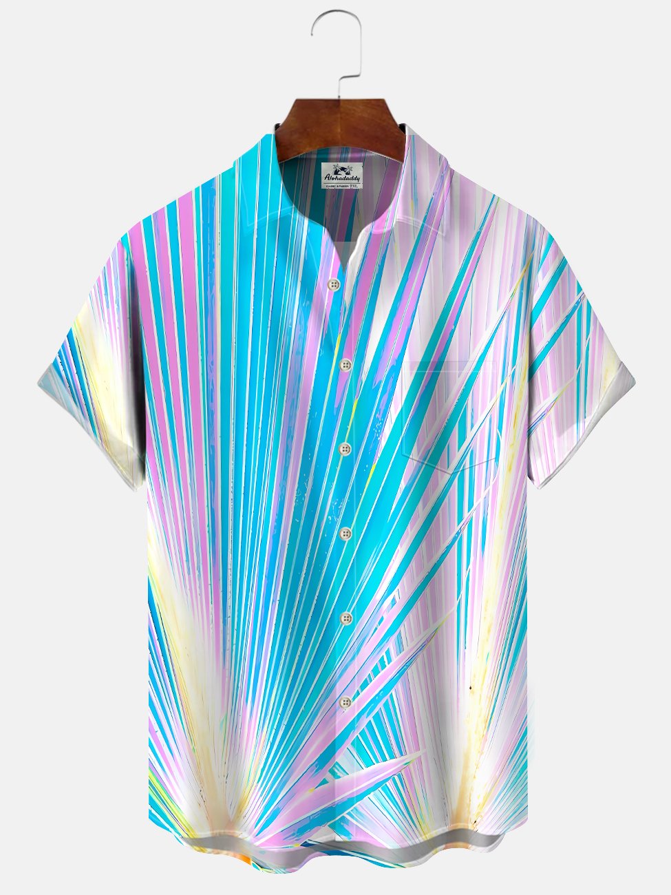 Alohadaddy Gradient Coconut Tree Button Pocket Casual Short Sleeve Shirt