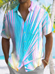 Alohadaddy Gradient Coconut Tree Button Pocket Casual Short Sleeve Shirt