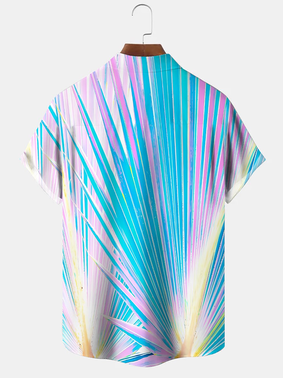 Alohadaddy Gradient Coconut Tree Button Pocket Casual Short Sleeve Shirt