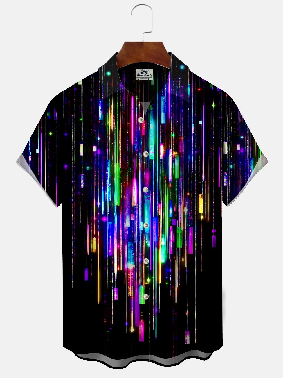 Alohadaddy Geometric Stripes Button Pocket Casual Short Sleeve Shirt