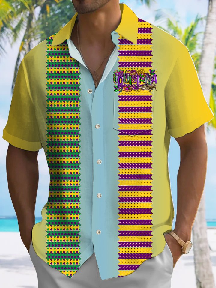 Alohadaddy Carnival Button Pocket Casual Short Sleeve Shirt