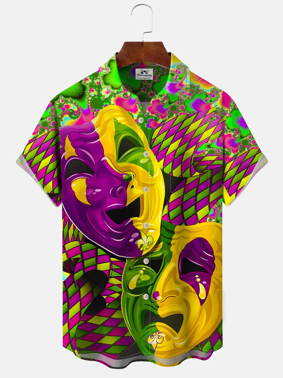 Alohadaddy Carnival Mask Button Pocket Casual Short Sleeve Shirt