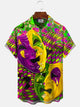 Alohadaddy Carnival Mask Button Pocket Casual Short Sleeve Shirt