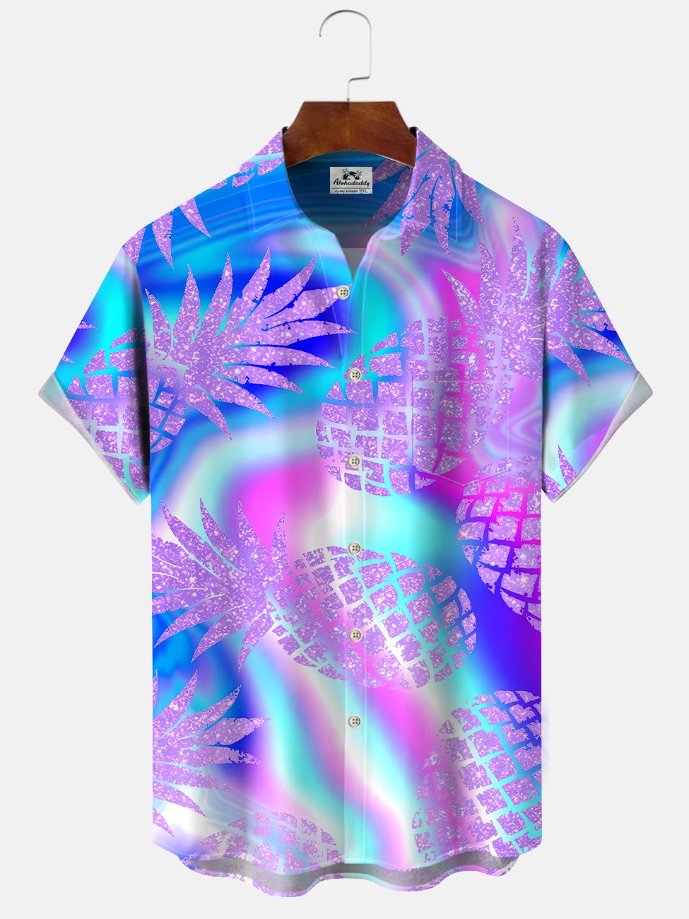 Alohadaddy Beach Pineapple Plant Button Pocket Casual Short Sleeve Shirt