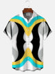 Alohadaddy Geometric Stripes Button Pocket Casual Short Sleeve Shirt