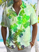 Alohadaddy Plant Four Leaf Clover Button Pocket Casual Short Sleeve Shirt