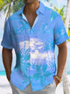 Alohadaddy Plant Leaves Gradient Button Pocket Casual Short Sleeve Shirt