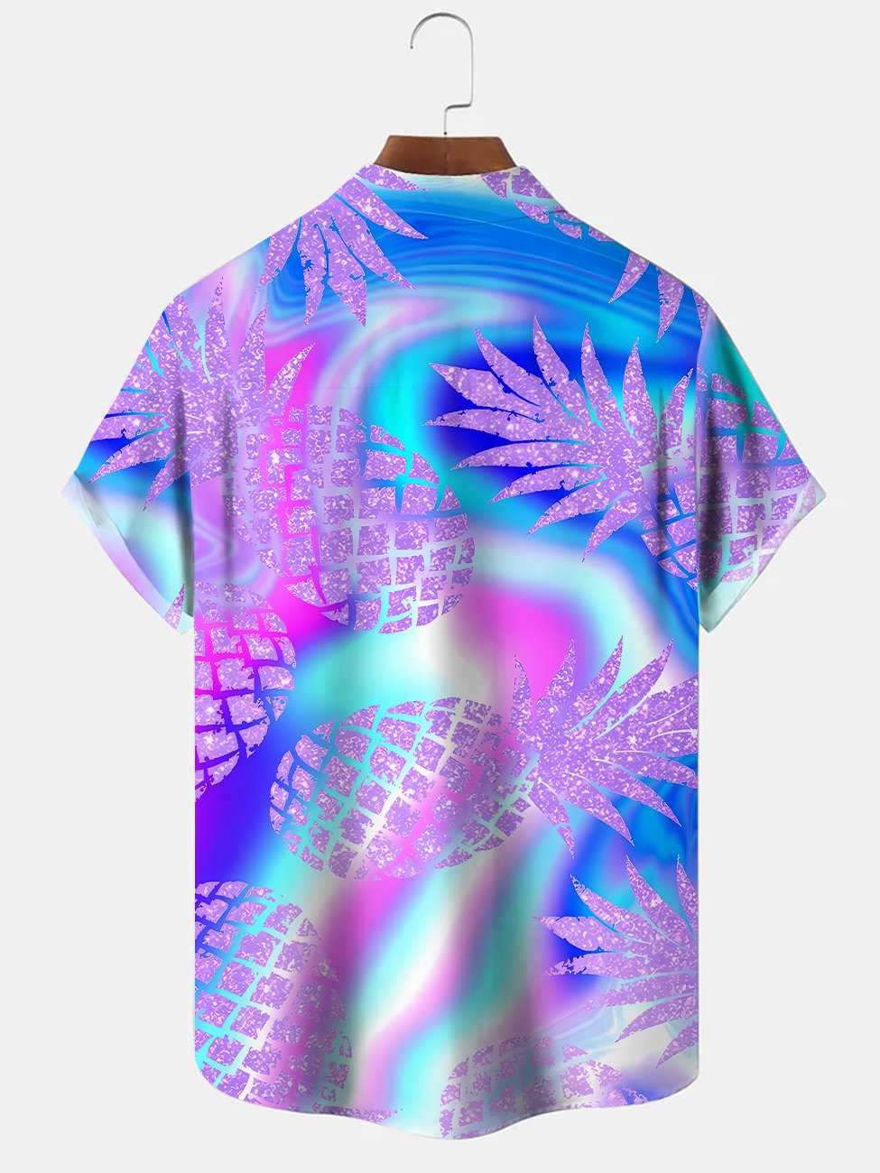 Alohadaddy Beach Pineapple Plant Button Pocket Casual Short Sleeve Shirt