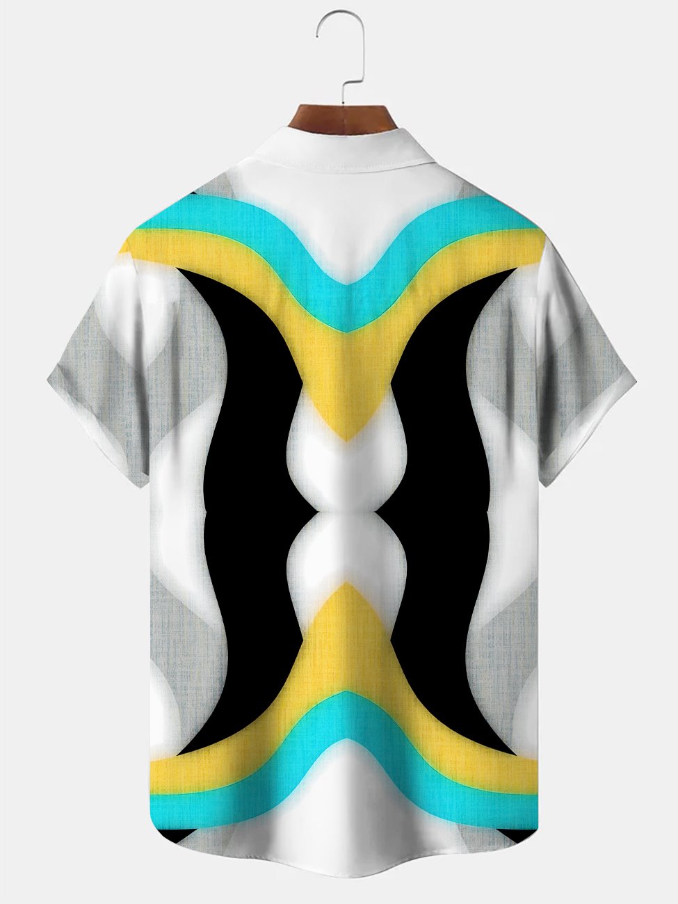 Alohadaddy Geometric Stripes Button Pocket Casual Short Sleeve Shirt