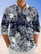 Alohadaddy Plant Flower Button Pocket Casual Long Sleeve Shirt
