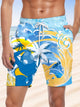 Alohadaddy Plants Coconut Trees Vacation Buttons Pockets Casual Shorts