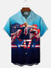 Alohadaddy Gradient Flag Trump Button Pocket Casual Short Sleeve Shirt
