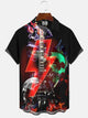 Alohadaddy Music Skull Button Pocket Casual Short Sleeve Shirt