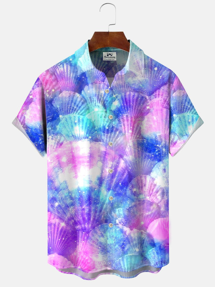 Alohadaddy Ocean Shell Button Pocket Casual Short Sleeve Shirt