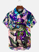 Alohadaddy Carnival Alligator Mask Button Pocket Casual Short Sleeve Shirt