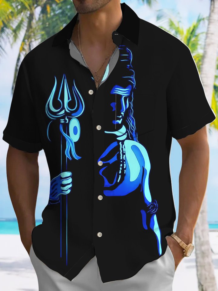Alohadaddy Comics Aquaman Button Pocket Casual Short Sleeve Shirt