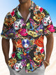 Alohadaddy Carnival Mask Button Pocket Casual Short Sleeve Shirt