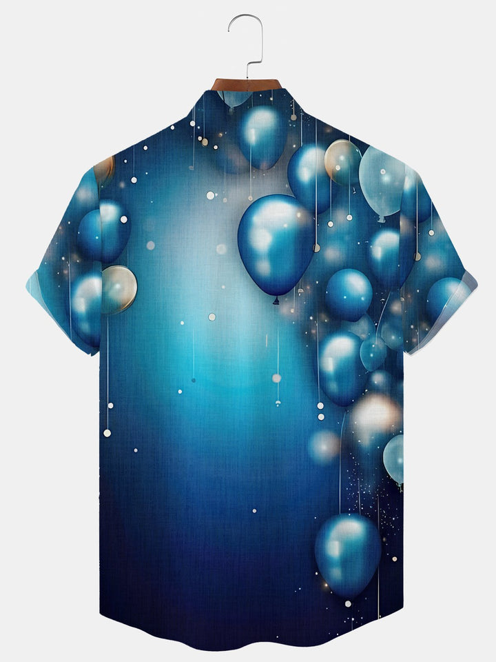 Alohadaddy Gradient Balloon Button Pocket Casual Short Sleeve Stand Collar Shirt