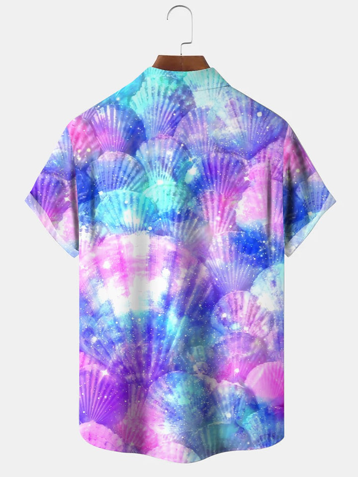 Alohadaddy Ocean Shell Button Pocket Casual Short Sleeve Shirt