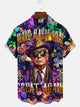 Alohadaddy Mardi Gras Trump Button Pocket Casual Short Sleeve Shirt