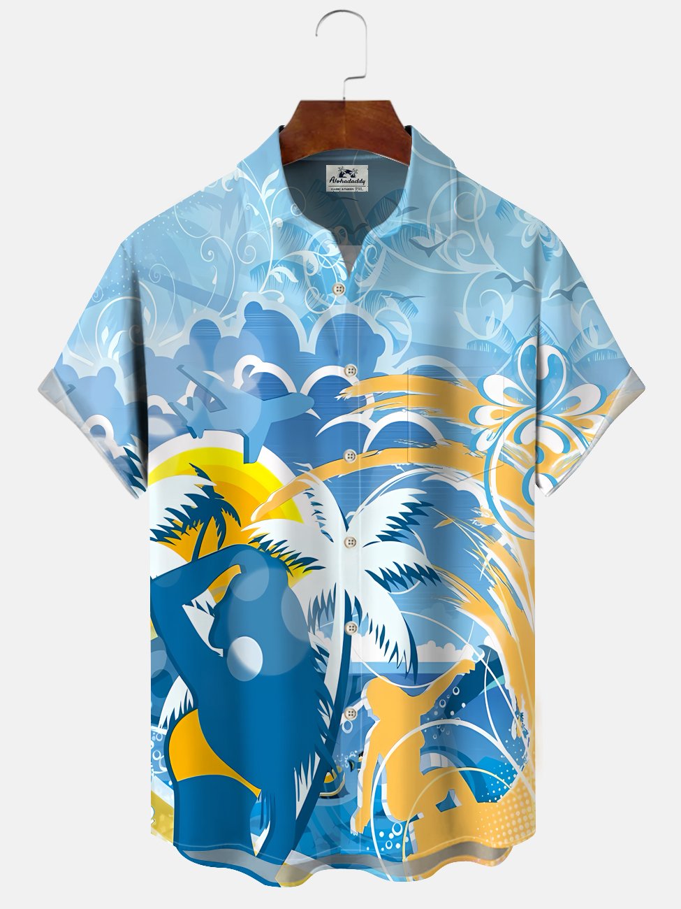 Alohadaddy Coconut Tree Button Pocket Casual Short Sleeve Shirt