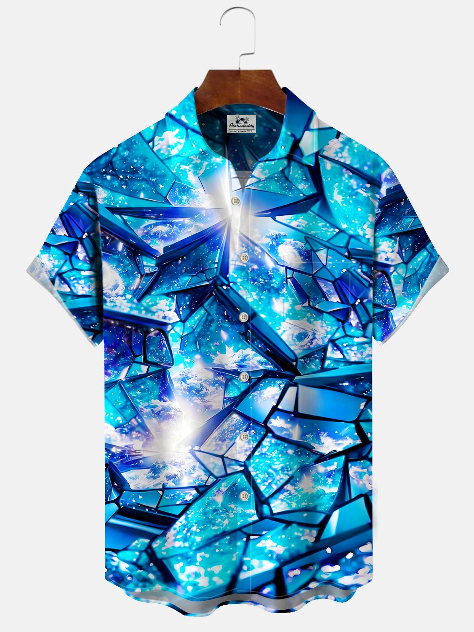 Alohadaddy Geometric Button Pocket Casual Short Sleeve Shirt
