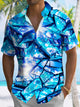 Alohadaddy Geometric Button Pocket Casual Short Sleeve Shirt