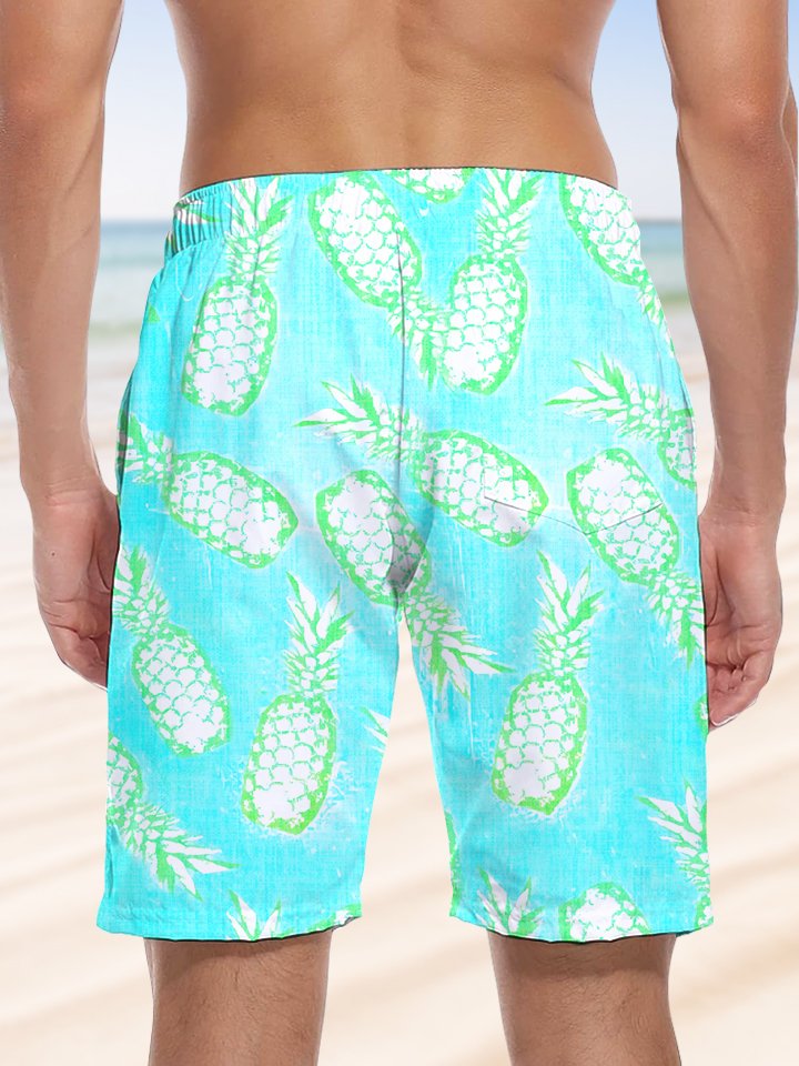 Alohadaddy Pineapple Fluorescent Pocket Casual Beach Shorts
