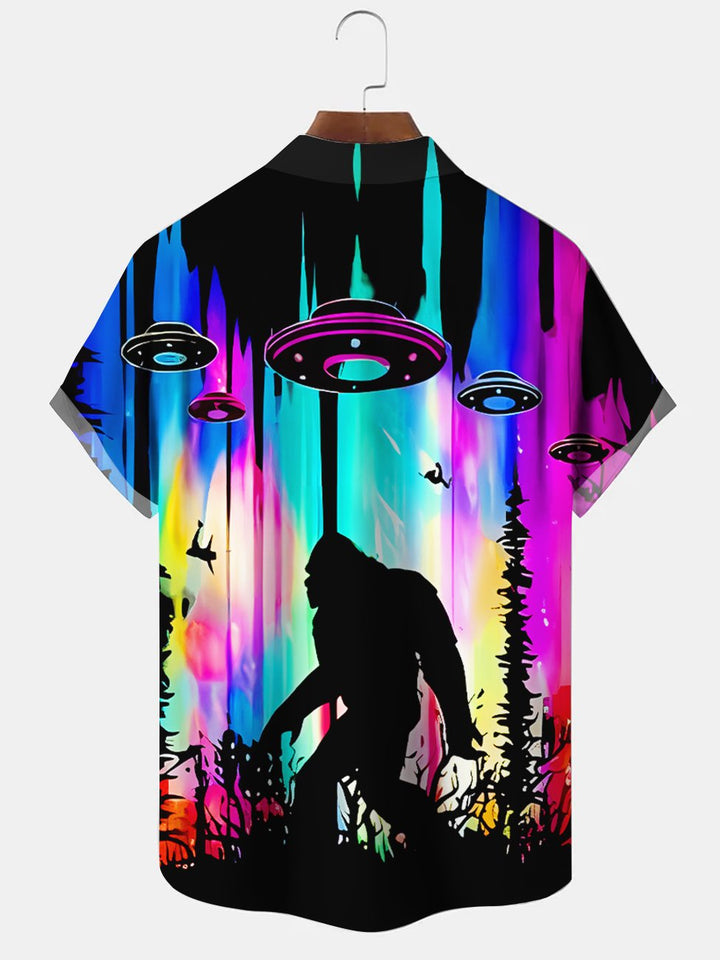 Alohadaddy Festival Gradient Diamond Button Pocket Casual Short Sleeve Shirt