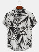 Alohadaddy Plant Button Pocket Casual Short Sleeve Stand Collar Shirt