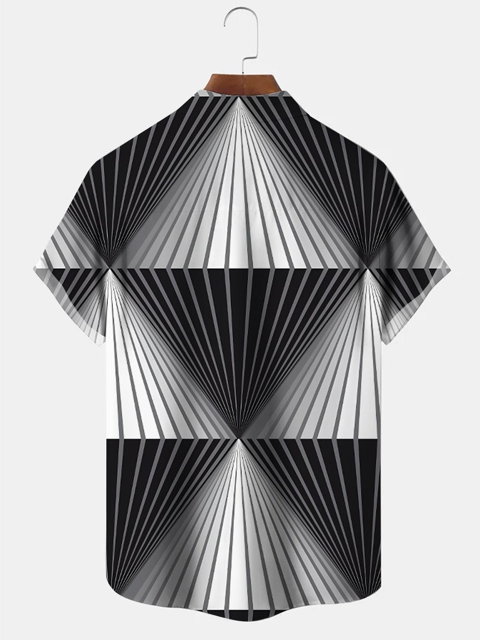Alohadaddy Geometric Lines Button Pocket Casual Short Sleeve Shirt