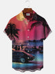 Alohadaddy Coconut Tree Beach Vacation Button Pocket Casual Short Sleeve Shirt