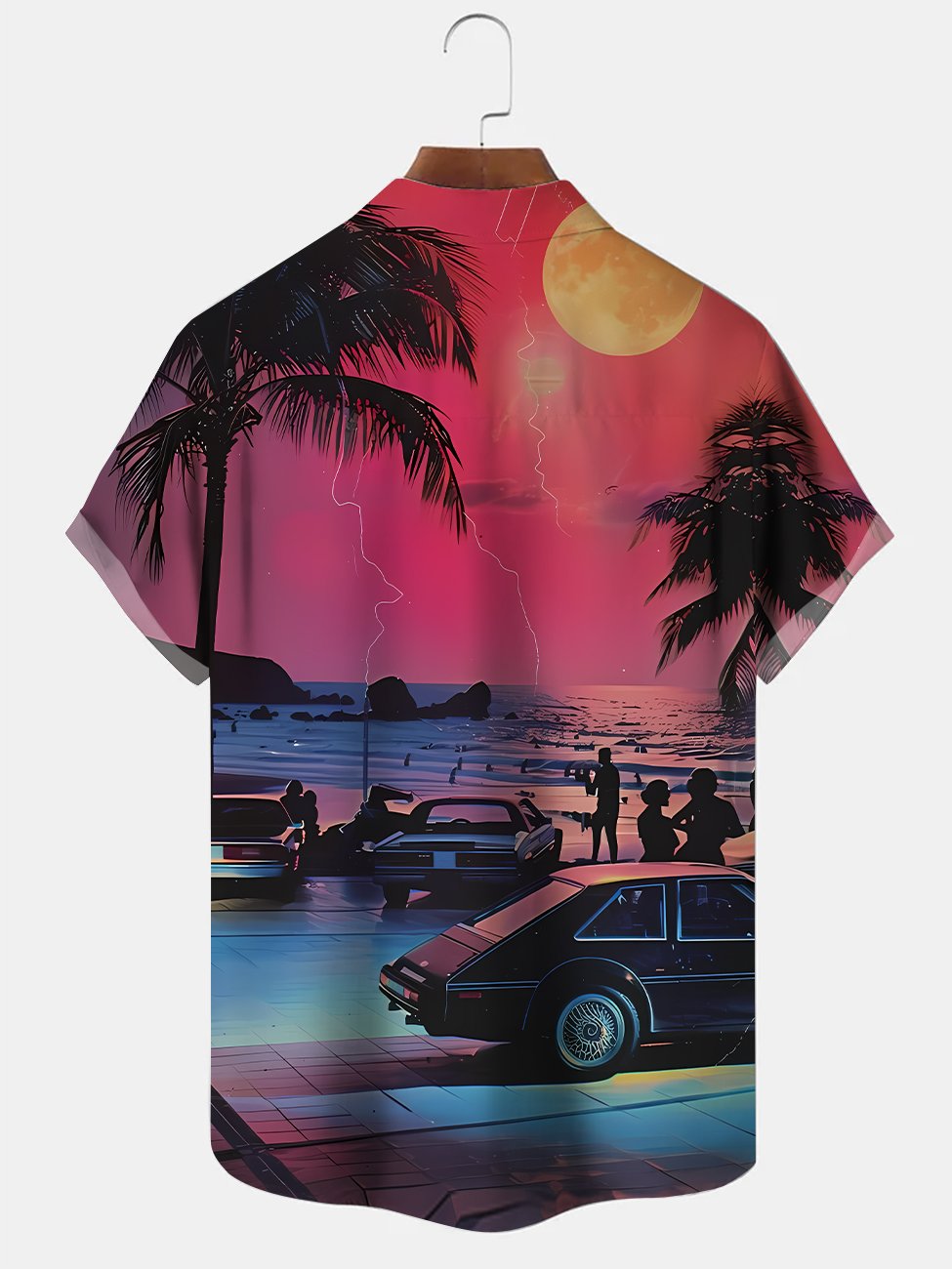Alohadaddy Coconut Tree Beach Vacation Button Pocket Casual Short Sleeve Shirt