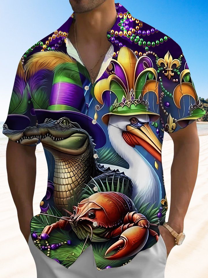 Alohadaddy Carnival Button Pocket Casual Short Sleeve Shirt