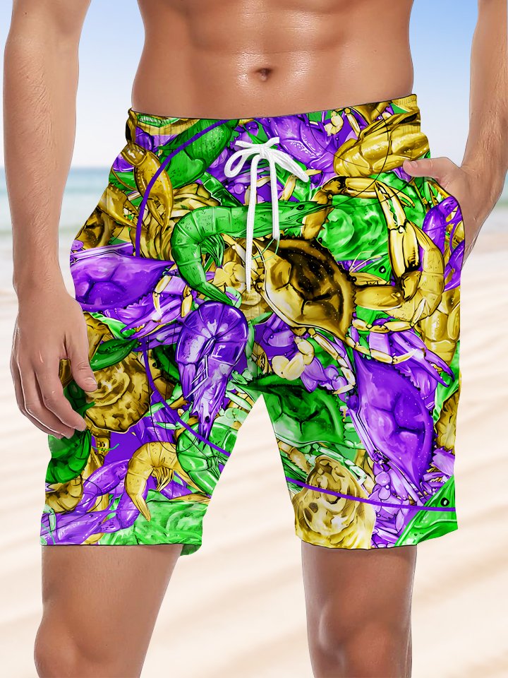 Alohadaddy Beach Pocket Drawstring Casual Shorts