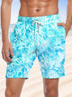 Alohadaddy Plant Flower Pocket Drawstring Casual Beach Shorts