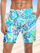 Alohadaddy Plant Flower Pocket Drawstring Casual Beach Shorts
