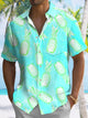 Alohadaddy Fluorescent Pineapple Button Pocket Casual Short Sleeve Shirt