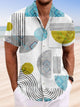 Alohadaddy Geometric Pattern Button Pocket Casual Short Sleeve Stand Collar Shirt