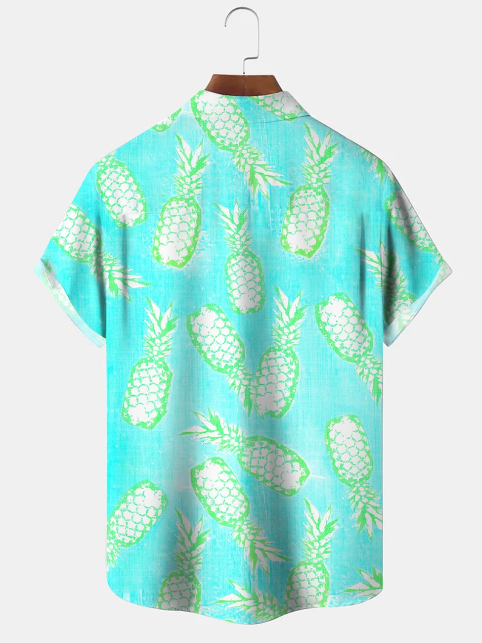 Alohadaddy Fluorescent Pineapple Button Pocket Casual Short Sleeve Shirt