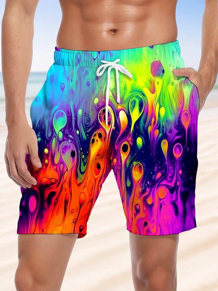 Alohadaddy Gradient Art Drawstring Pocket Casual Beach Shorts