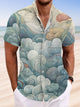 Alohadaddy Gradient Cloud Button Pocket Casual Short Sleeve Stand Collar Shirt